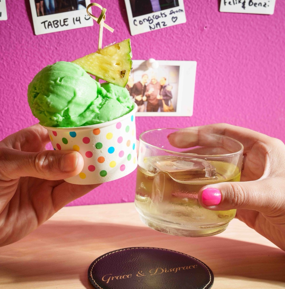 A scoop and a drink at the shop